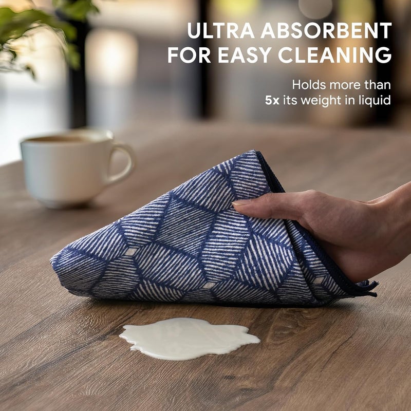 RECYCO Waffle Printed Kitchen Towel (Indigo Harmony, 16 * 28inch) - Image 3