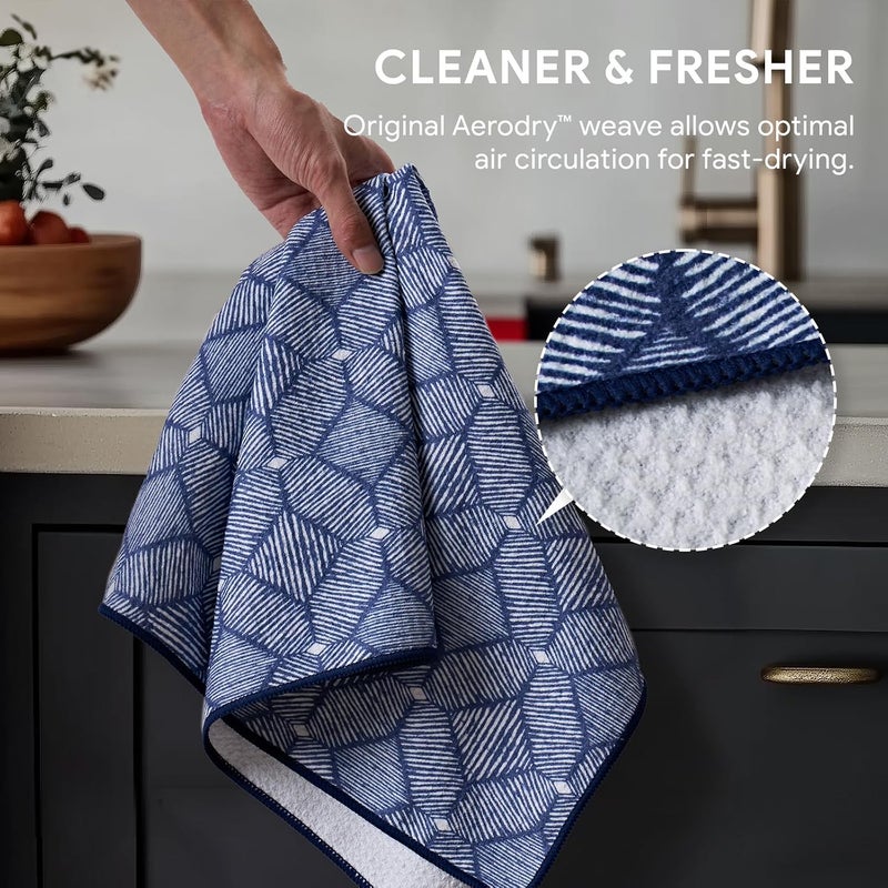 RECYCO Waffle Printed Kitchen Towel (Indigo Harmony, 16 * 28inch) - Image 4