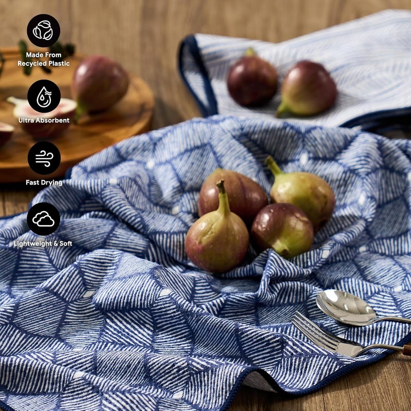 RECYCO Waffle Printed Kitchen Towel (Indigo Harmony, 16 * 28inch) - Image 2