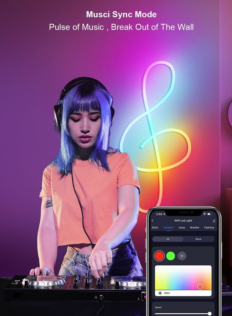ليفقورا شريط نيون LED RGBIC بطول 5 متر بتحكم عبر التطبيق - إضاءة مرنة مقاومة للماء داخلية وخارجية، مزامنة مع الموسيقى، تصميم DIY لغرفة النوم، الألعاب، الحفلات - Image 3
