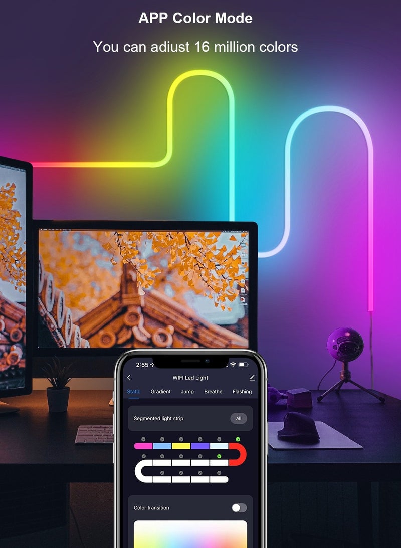 ليفقورا شريط نيون LED RGBIC بطول 5 متر بتحكم عبر التطبيق - إضاءة مرنة مقاومة للماء داخلية وخارجية، مزامنة مع الموسيقى، تصميم DIY لغرفة النوم، الألعاب، الحفلات - Image 4