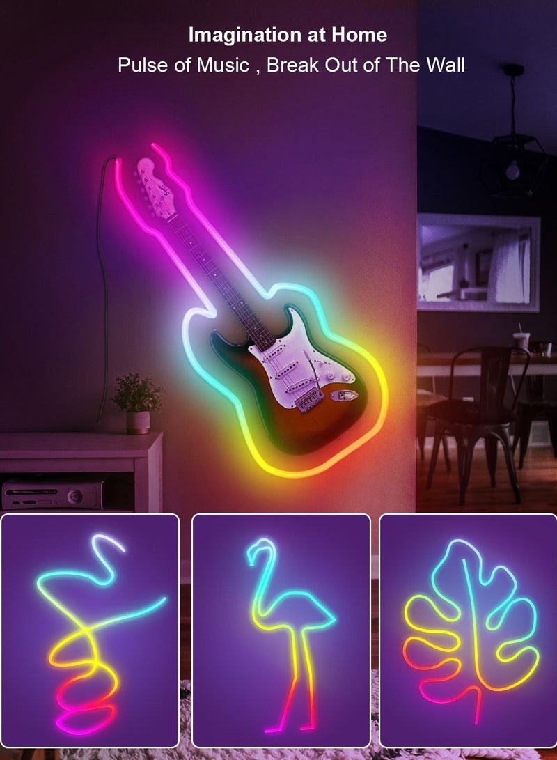 ليفقورا شريط نيون LED RGBIC بطول 5 متر بتحكم عبر التطبيق - إضاءة مرنة مقاومة للماء داخلية وخارجية، مزامنة مع الموسيقى، تصميم DIY لغرفة النوم، الألعاب، الحفلات - Image 5