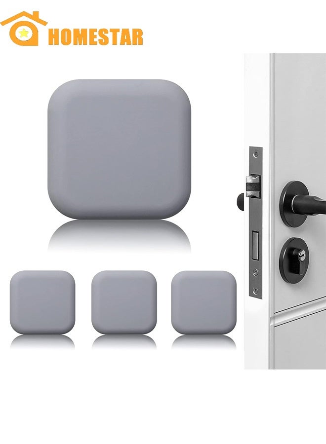 HOMESTAR 4 Pcs Door Stoppers, Wall Protector, Buffer Guard, Doorknob Door Handle Bumper, Silencer Soft Rubber Crash Pad for Home, Office, Grey - Image 1