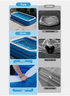 TAPIT 260x160x60cm 3-Layer Rectangle Shape Inflatable Swimming Pool, Thickened Durable Family Swimming Pool, Indoor Entertainment and Outdoor Activities Party Toys for Adults and Kids, Suitable for 1-5 People  - Image 5