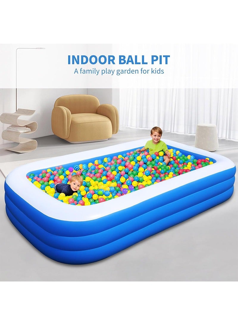 260x160x60cm 3-Layer Rectangle Shape Inflatable Swimming Pool, Thickened Durable Family Swimming Pool, Indoor Entertainment and Outdoor Activities Party Toys for Adults and Kids, Suitable for 1-5 People
