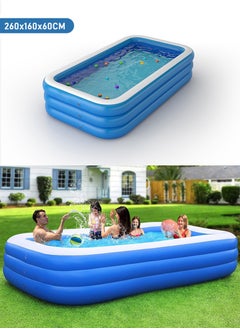 TAPIT 260x160x60cm 3-Layer Rectangle Shape Inflatable Swimming Pool, Thickened Durable Family Swimming Pool, Indoor Entertainment and Outdoor Activities Party Toys for Adults and Kids, Suitable for 1-5 People  - Image 1