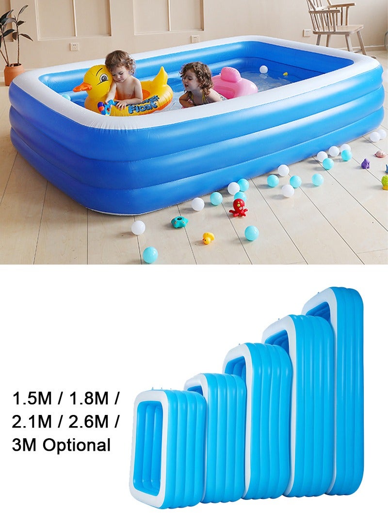 260x160x60cm 3-Layer Rectangle Shape Inflatable Swimming Pool, Thickened Durable Family Swimming Pool, Indoor Entertainment and Outdoor Activities Party Toys for Adults and Kids, Suitable for 1-5 People