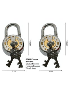 SATYAM Satyam Active 65MM8 Levers 3 Keys Hardened Shackle Padlock2pc  - Image 2