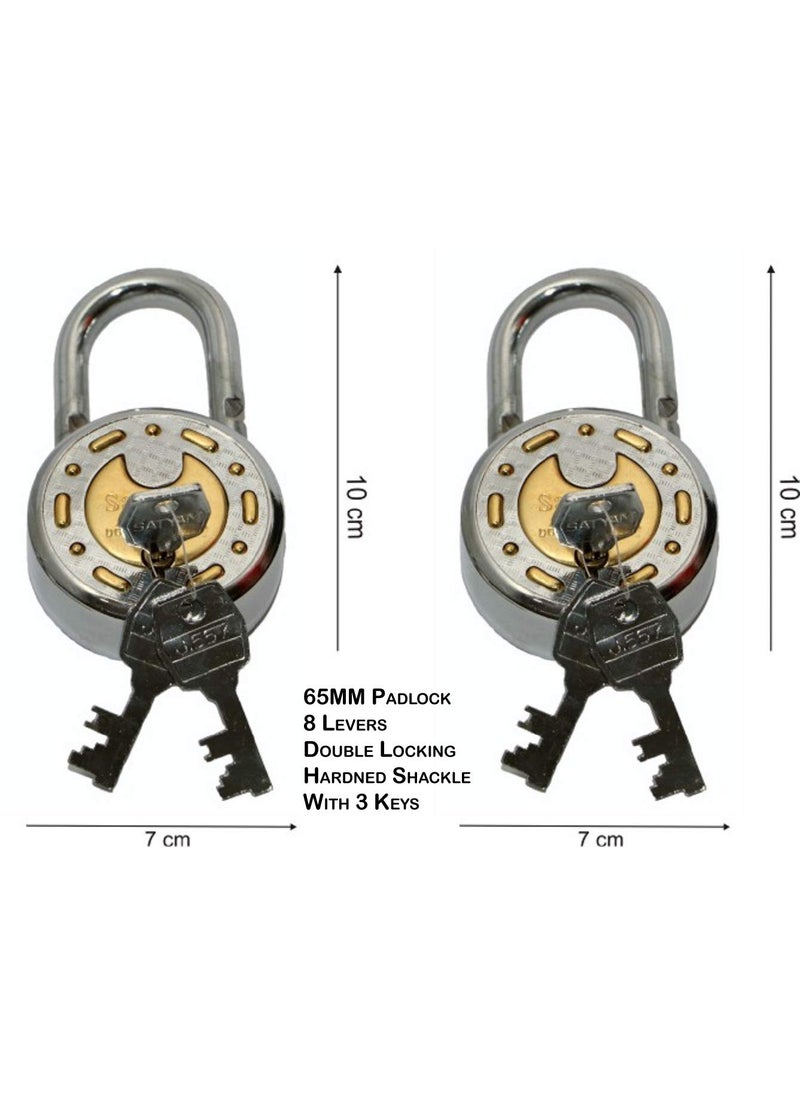 SATYAM - Satyam Active 65MM8 Levers 3 Keys Hardened Shackle Padlock2pc - Image 1