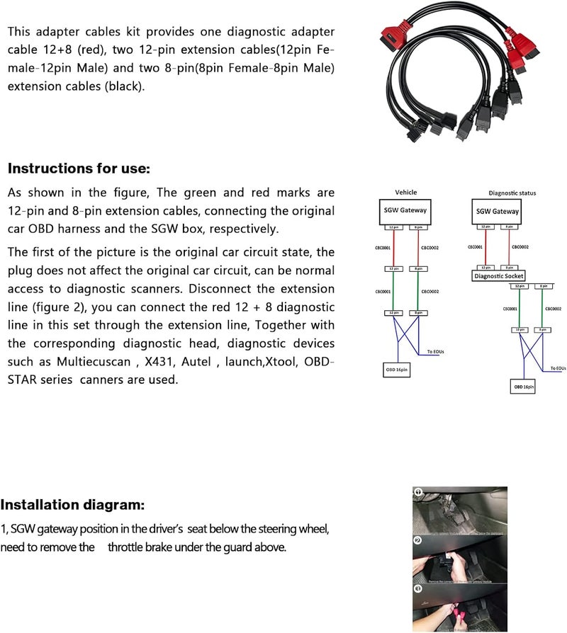 AMHTDOL OBD2 12+8 Extension Adapter for Chrysler Vehicles - Image 2