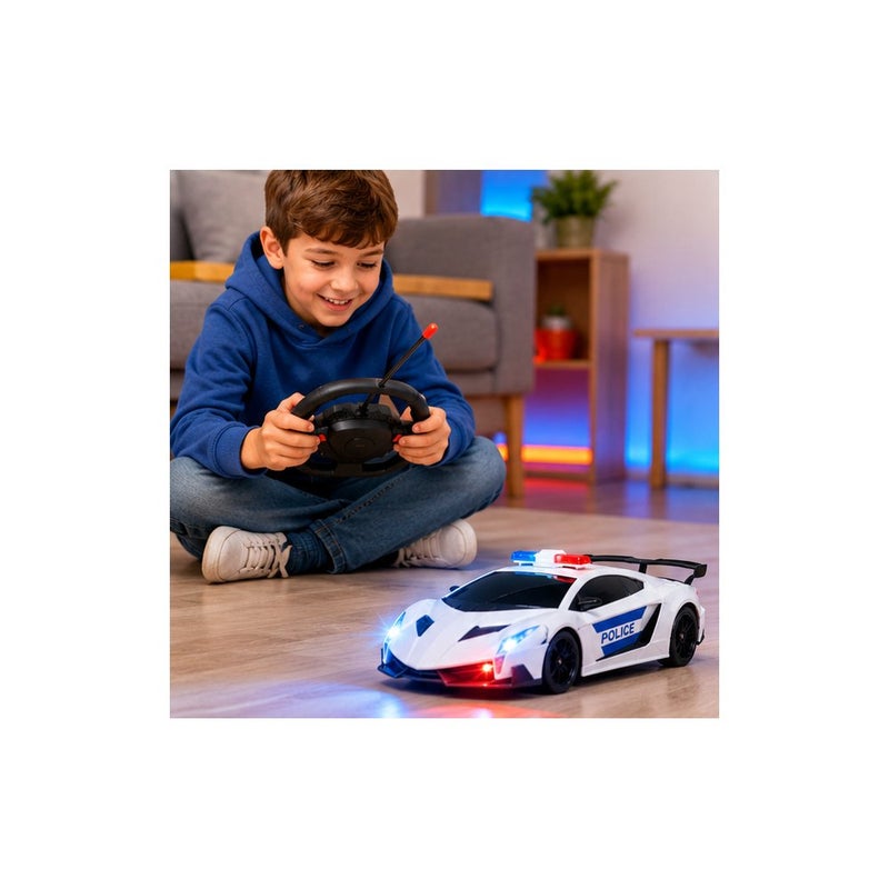 RG Remote Control Police Racing Car Toy for Kids, 1:16 Scale RC Model Car with Controller, White - Image 3