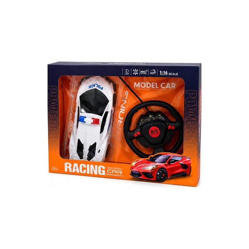 RG Remote Control Police Racing Car Toy for Kids, 1:16 Scale RC Model Car with Controller, White - Image 1