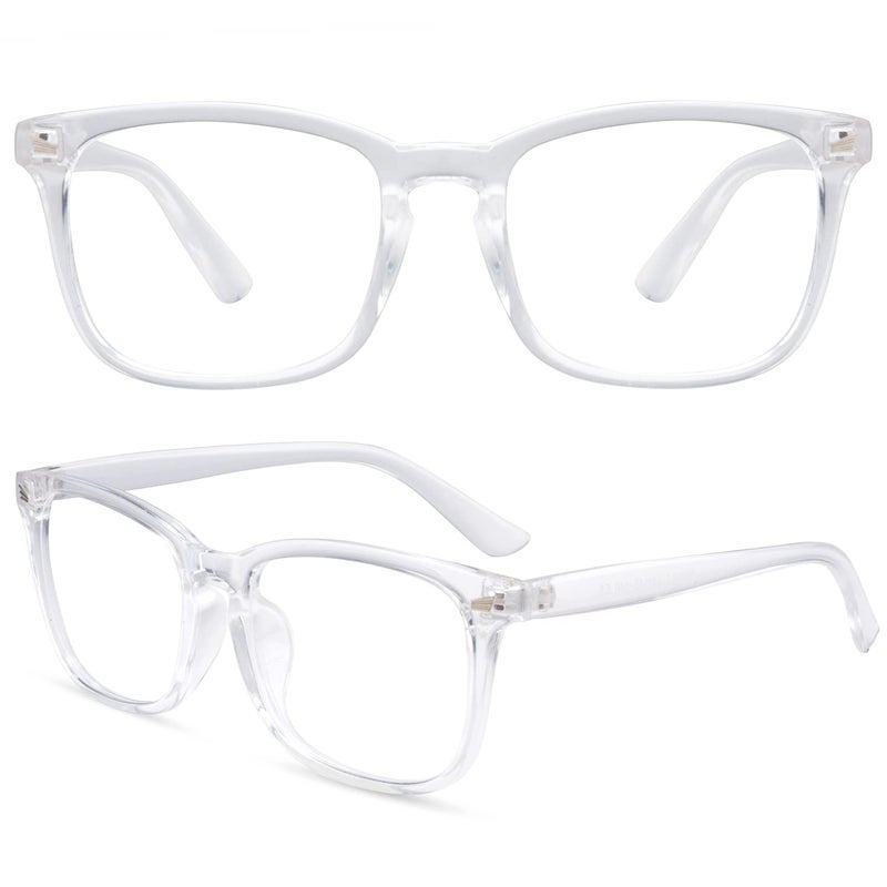 EYLRIM Square Frame Clear Lens Glasses Non Prescription Eyeglasses(A4 Transparent) - Image 4