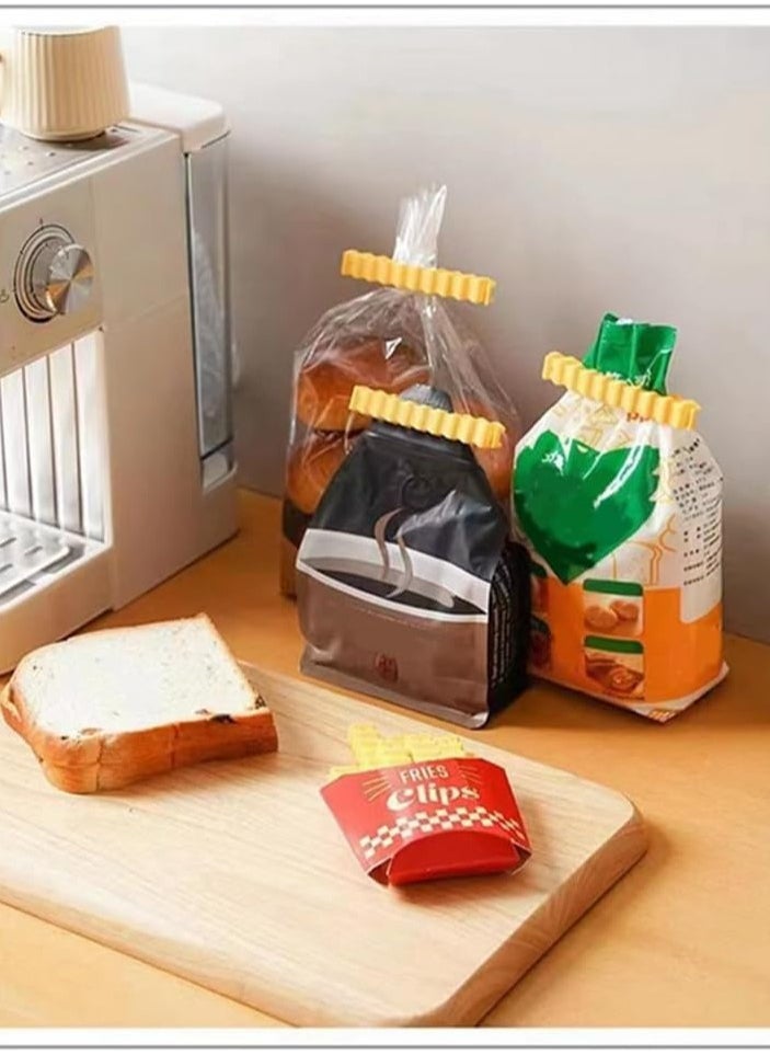 Plan A - 12 Closing Clips for Storage Bags, Snack Bags and Food Bags with Potato Box Shape Magnetic Fridge Holder - Image 1