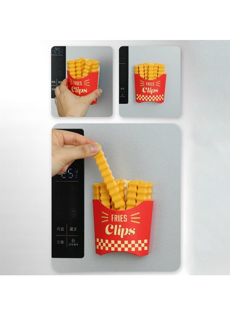 Plan A - 12 Closing Clips for Storage Bags, Snack Bags and Food Bags with Potato Box Shape Magnetic Fridge Holder - Image 1