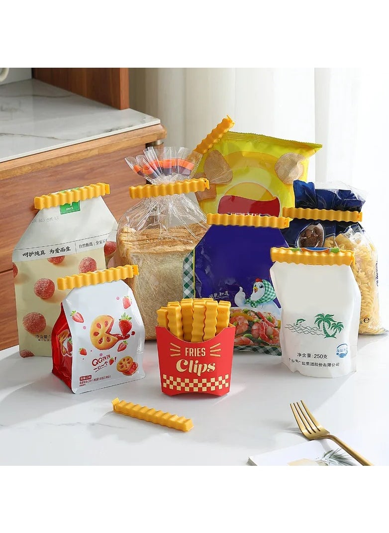 Plan A - 12 Closing Clips for Storage Bags, Snack Bags and Food Bags with Potato Box Shape Magnetic Fridge Holder - Image 1