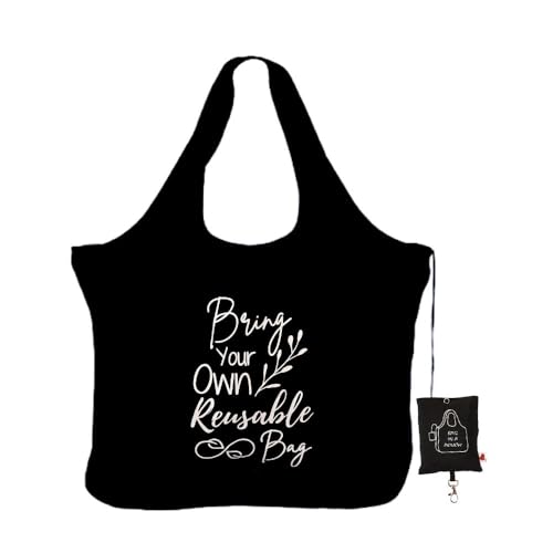 IVILLAGE Unisex Foldable Reusable Bags For Shopping And Daily Essentials|Stylish Designer Tote And Shopper Bag|Compact,Lightweight,And Eco-Friendly With 12Kg Capacity - Black - Image 1