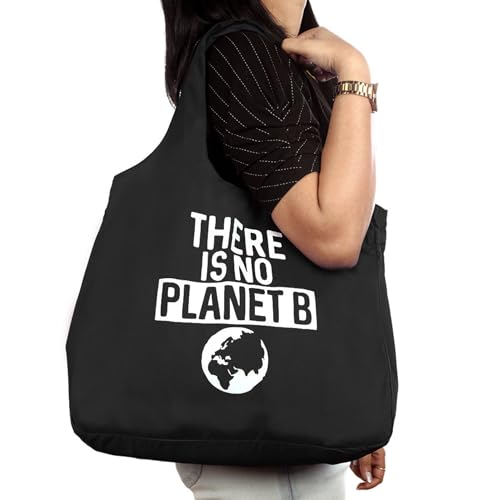 IVILLAGE Unisex Foldable Reusable Bags For Shopping And Daily Essentials|Stylish Designer Tote And Shopper Bag|Compact,Lightweight,And Eco-Friendly With 12Kg Capacity - Black - Image 2