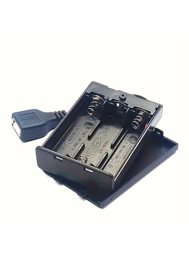 5 قطع حامل بطاريات AA أسود مع مفتاح تشغيل وإيقاف ومقبس USB أنثى - Image 5