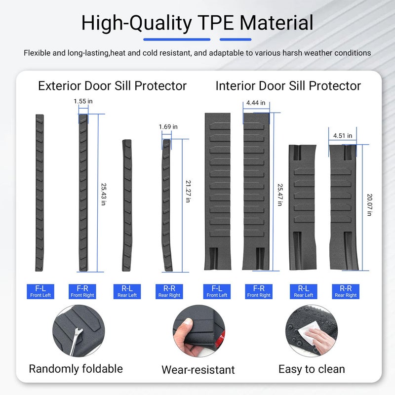 Xipoo Door Sill Protector Compatible with 2021-2026 Ford F150 Car Door Protector TPE Car Threshold Protector Entry Guard Replacement for 2021-2026 Ford F-150 Accessories - Image 3