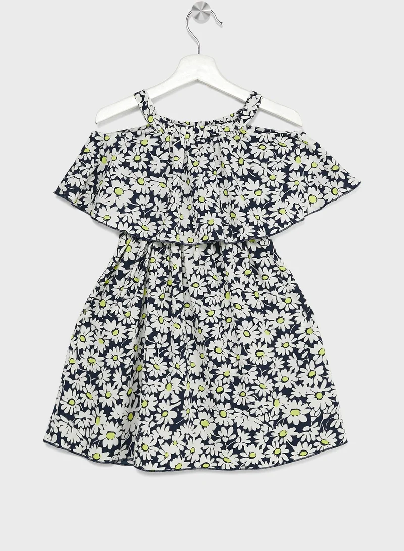 Nautinati Nauti Nati Navy Blue Floral Layered Crepe A-Line Dress