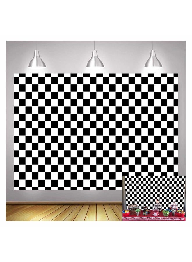 XLL Black and WhiteRacing Checker Texture Grid Birthday Chess Board Theme Photography Backdrops 7X5ft Children Kids Birthday Party Supplies Newborn Baby Shower Banner Photo Background Booth Props Vinyl - Image 1