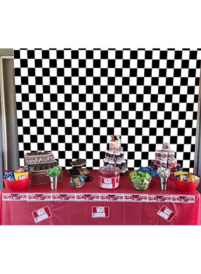 XLL Black and WhiteRacing Checker Texture Grid Birthday Chess Board Theme Photography Backdrops 7X5ft Children Kids Birthday Party Supplies Newborn Baby Shower Banner Photo Background Booth Props Vinyl - Image 4