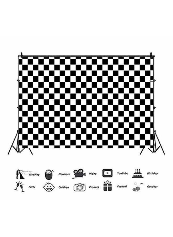 XLL Black and WhiteRacing Checker Texture Grid Birthday Chess Board Theme Photography Backdrops 7X5ft Children Kids Birthday Party Supplies Newborn Baby Shower Banner Photo Background Booth Props Vinyl - Image 2