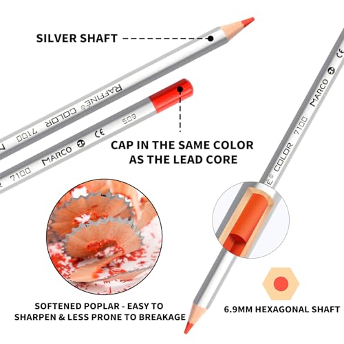 AXUS MARCO Oil Colored Pencils Sets For Adults Colour Pencils in Iron Box Ideal for Sketching, Illustrations, Doodling & Design Great for Art Lovers & Pros. (RAFFINÉ 7100 Series-72 Colors) - Image 3