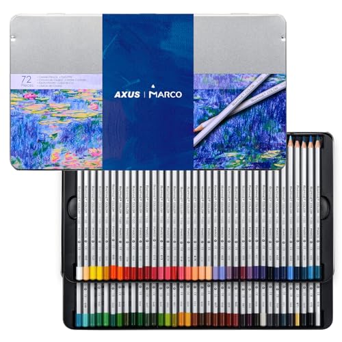 AXUS MARCO Oil Colored Pencils Sets For Adults Colour Pencils in Iron Box Ideal for Sketching, Illustrations, Doodling & Design Great for Art Lovers & Pros. (RAFFINÉ 7100 Series-72 Colors) - Image 1