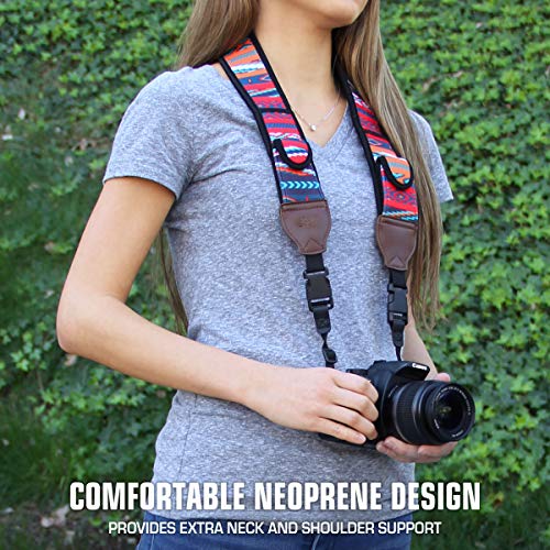 USA Gear TrueSHOT Camera Strap Neoprene Camera Straps - Padded Neck Strap, Pockets, and Quick Release Buckles - Compatible with Canon, Nikon, Sony and More DSLR and Mirrorless Cameras (Southwest) - Image 2