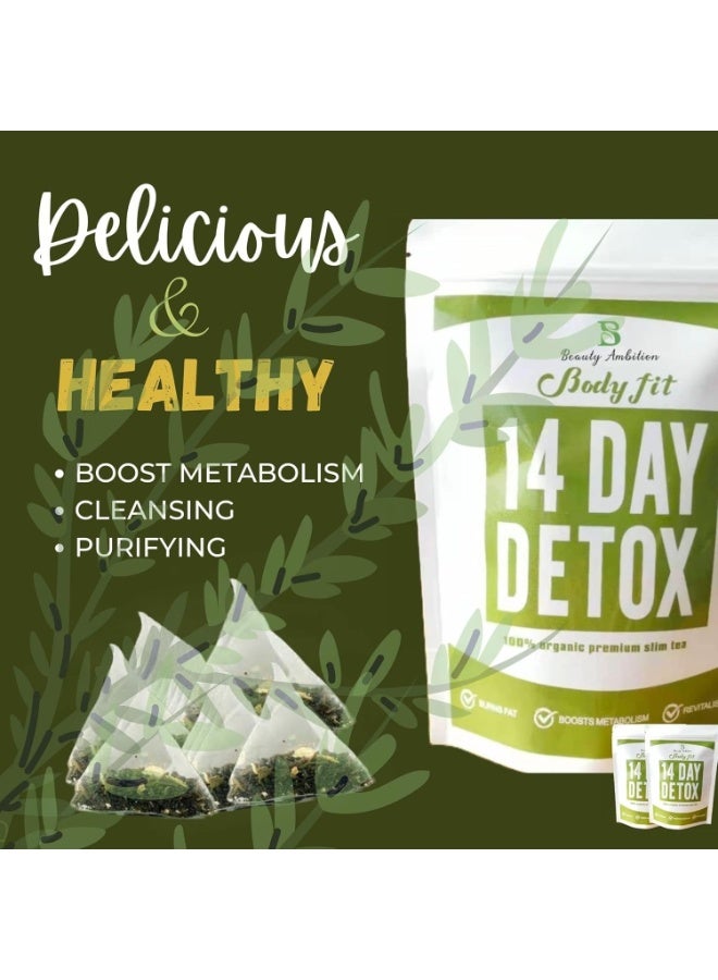 Beauty Ambition 14 Day Body Fit Detox Tea – Natural Herbal Slimming & Cleansing Tea for Energy & Purity (14 Tea Bags) - Image 2