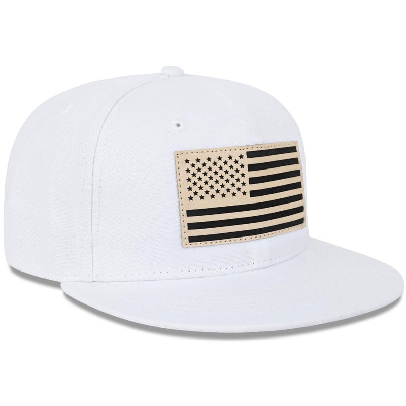 MixYoke American Flag Snapback Hats - Flat Bill Brim Hat for Men Women - Breathable & Adjustable Fit for Casual Wear-White - Image 2