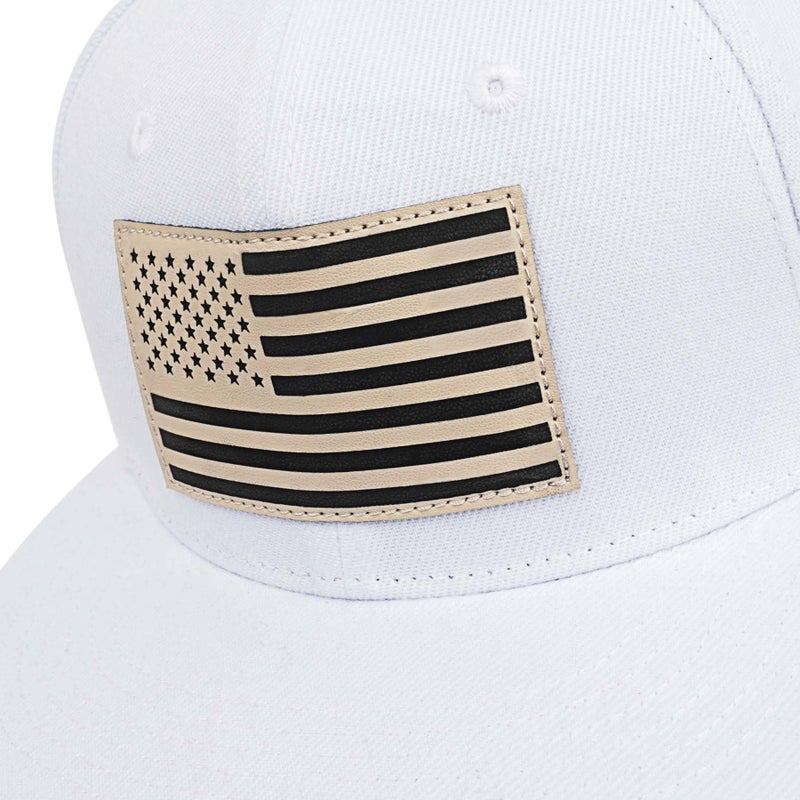 MixYoke American Flag Snapback Hats - Flat Bill Brim Hat for Men Women - Breathable & Adjustable Fit for Casual Wear-White - Image 4