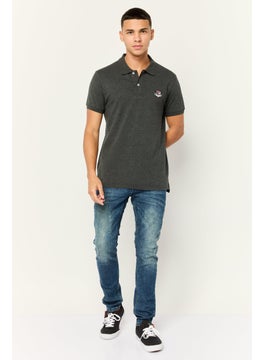 Nordland Men Regular Fit Short Sleeve Brand Logo Polo Shirt, Dark Grey  - Image 3