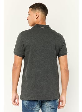 Nordland Men Regular Fit Short Sleeve Brand Logo Polo Shirt, Dark Grey  - Image 4