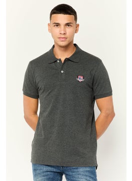 Nordland Men Regular Fit Short Sleeve Brand Logo Polo Shirt, Dark Grey  - Image 1