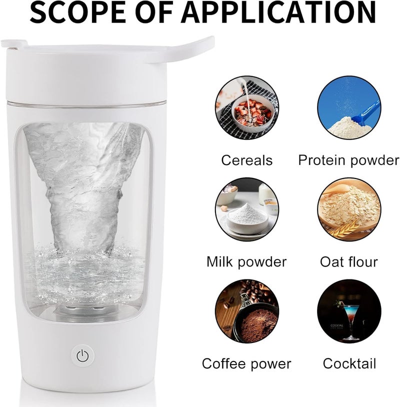 JOTER & LIBEAR Electric Shaker Bottle, Blender Bottles, Made with Tritan - BPA Free - Portable Mixer Cup/USB Rechargeable Shaker Cups for Protein Shakes and Meal Replacement Shakes, 22 oz (White) - Image 2