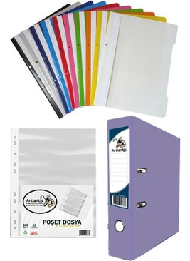 Artlantis Lilac Office Folder Ring File and Bag File Set 1 Office Folder 10 Colors Ring File 100 Bag Files  - Image 1