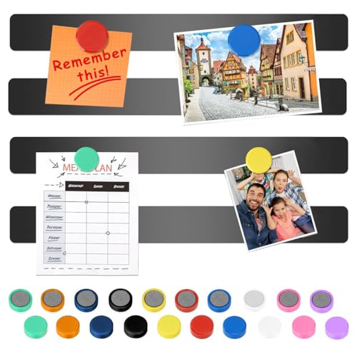 Climberty® 4 Pack Stainless Steel Magnetic Board Strip Memo Message Magnetic Board with 20 Pcs Color Magnets Self Adhesive Notice Bulletin Bar Board for Home, Office, Photo Wall, Fridge - Black - Image 1