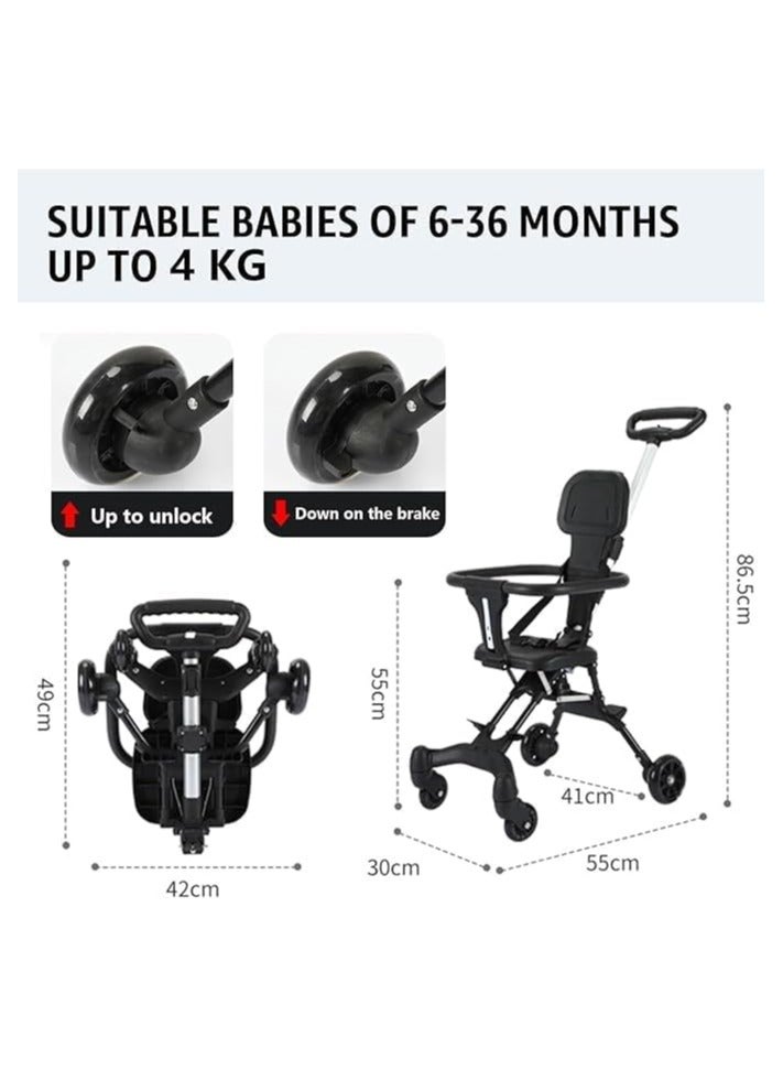 عربة أطفال، عربة أطفال 2 في 1 قابلة للتحويل،عربة اطفال اتجاهين عربات أطفال مدمجة مع طي بيد واحدة، مظلة قابلة للتعديل، عربات أطفال مضادة للصدمات، للأطفال من عمر 0 ​​إلى 36 شهرًا - Image 2