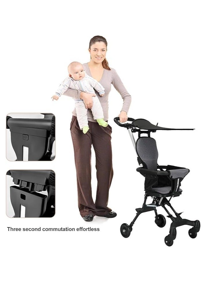 عربة أطفال، عربة أطفال 2 في 1 قابلة للتحويل،عربة اطفال اتجاهين عربات أطفال مدمجة مع طي بيد واحدة، مظلة قابلة للتعديل، عربات أطفال مضادة للصدمات، للأطفال من عمر 0 ​​إلى 36 شهرًا - Image 4