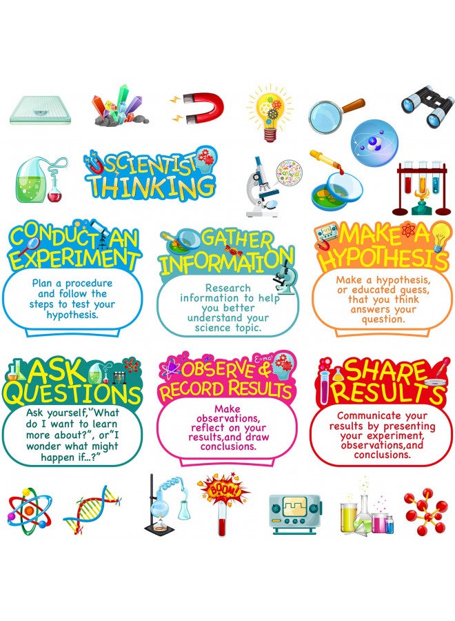Outus 25 Pieces Science Bulletin Board Set, Multi Colors Science Theme Cutouts Science Board Posters Science Lab Card Decorations with Adhesive Dots for School, Classroom, Office, Chemistry Party Supplies - Image 1