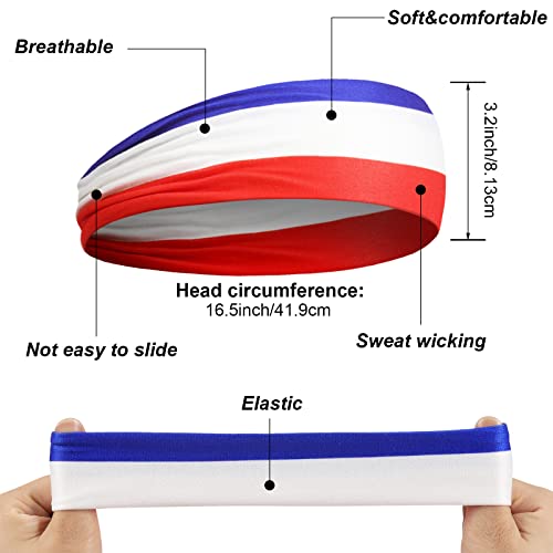 Sosation 8 Pcs 4th of July Headbands Kids Sports Headbands Boys Baseball American Flag Hair Band for Youth Players, USA Running Sweatbands for Independence Day - Image 2