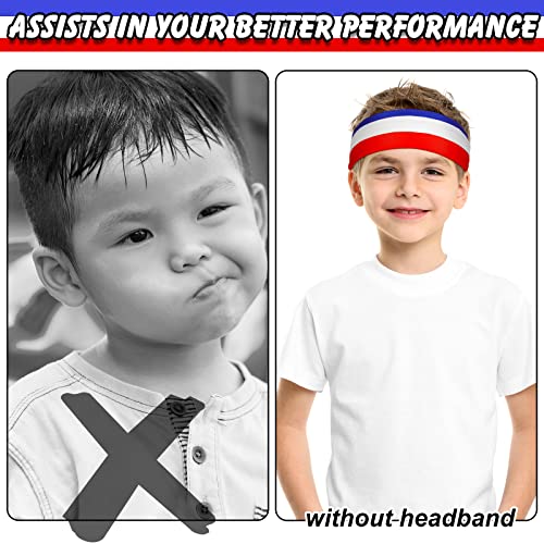 Sosation 8 Pcs 4th of July Headbands Kids Sports Headbands Boys Baseball American Flag Hair Band for Youth Players, USA Running Sweatbands for Independence Day - Image 4