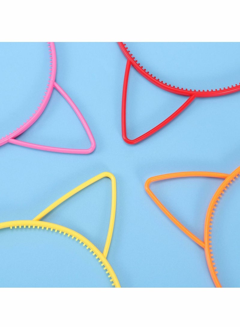 Excefore Cat Ear Headband Plastic Cat Hairband Cat Bow Hairbands Makeup Party Headwear for Women Girls 10pcs - Image 4