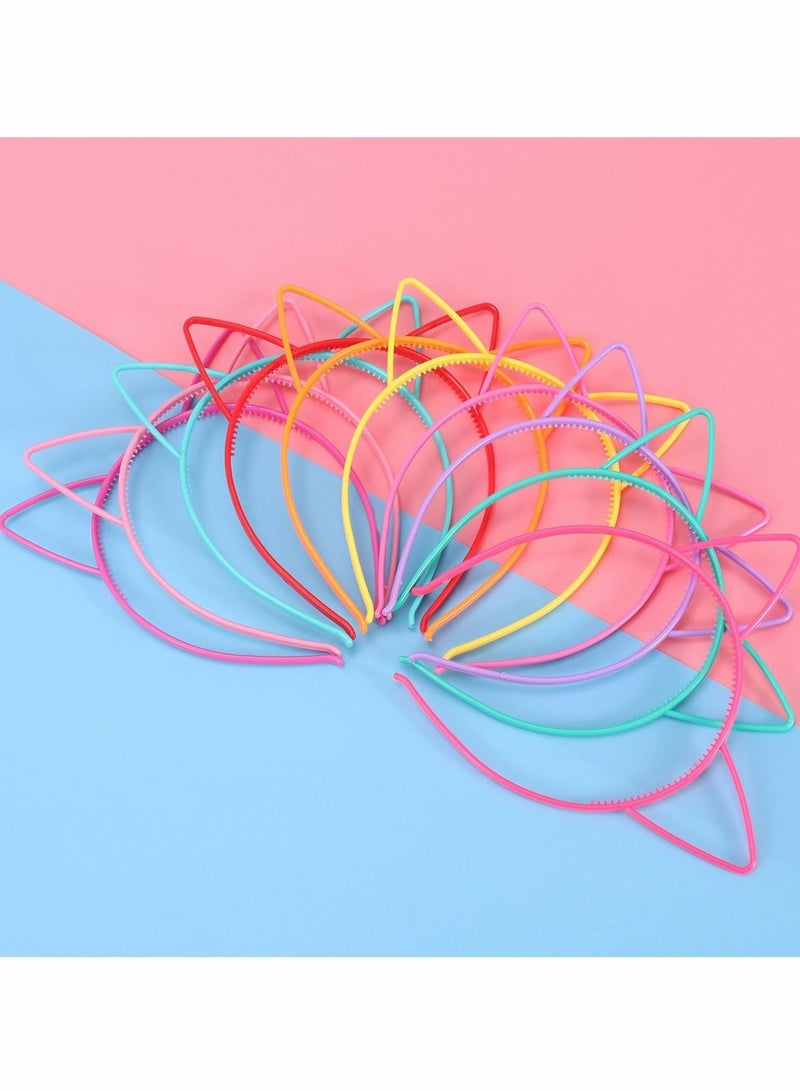 Excefore Cat Ear Headband Plastic Cat Hairband Cat Bow Hairbands Makeup Party Headwear for Women Girls 10pcs - Image 3