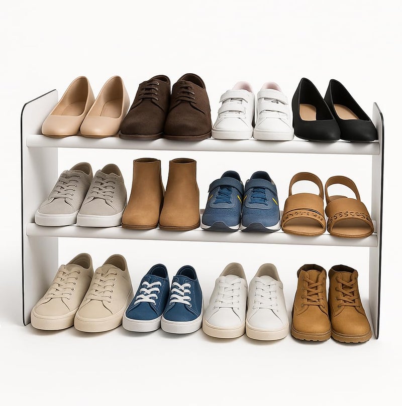 SORT & STORE Wooden Shoe Rack Stand Organizer Storage Cabinet, For Entryway, Living Room, Hallway, Bedroom, Dressing Room And More (White, 2 Shelves) - Image 1