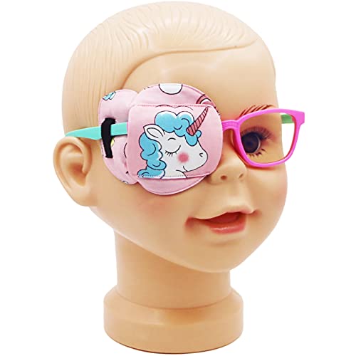 Astropic 3D Cotton & Silk Eye Patch for Kids | Girls Eye Patch for Glasses | Medical Eyepatch for Children with Lazy Eye (Blue Unicorn, Right Eye) - Image 1
