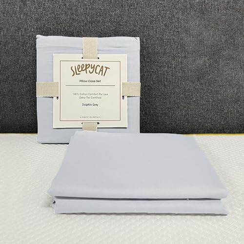 SleepyCat Cotton ?Solid Pillow Case with Envelope Closure - Pack of 2 Count | Coloured with AZO-Free Dyes and Oeko-Tex Certified | Machine Washable, Dolphin Grey (King Size, 32X20 Inches),200 - Image 5